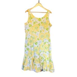 Floral Yellow and Green Sleeveless Dress